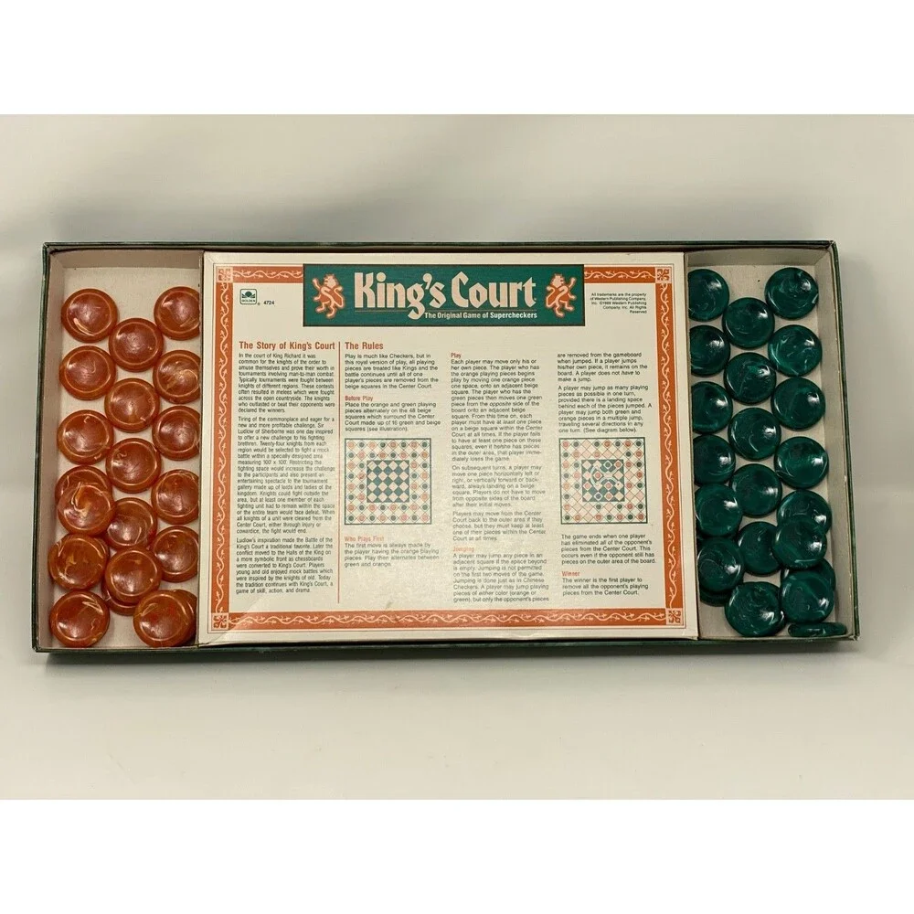 Vintage 1989 King's Court Supercheckers Board Game Golden/Western Complete!